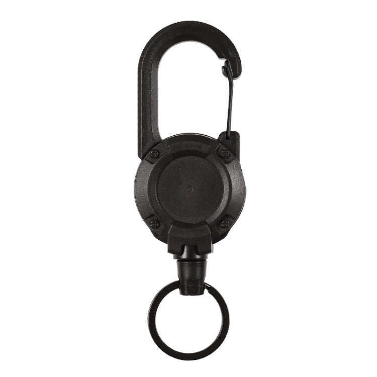 Schwarzes Stahlseil-Rucksack-Karabiner-Plastik-Retractable-Pull-Badge-Reel (Schwarz)