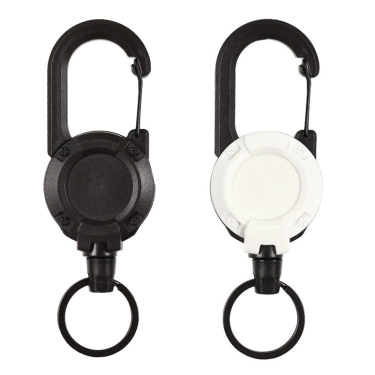 Schwarzes Stahlseil-Rucksack-Karabiner-Plastik-Retractable-Pull-Badge-Reel (Schwarz)