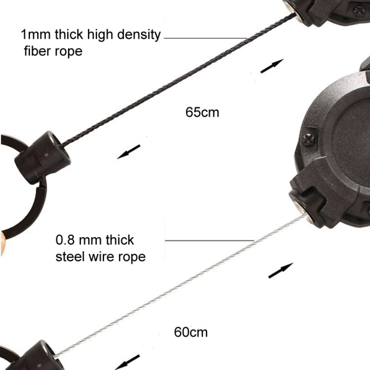 Schwarzes Stahlseil-Rucksack-Karabiner-Plastik-Retractable-Pull-Badge-Reel (Schwarz)