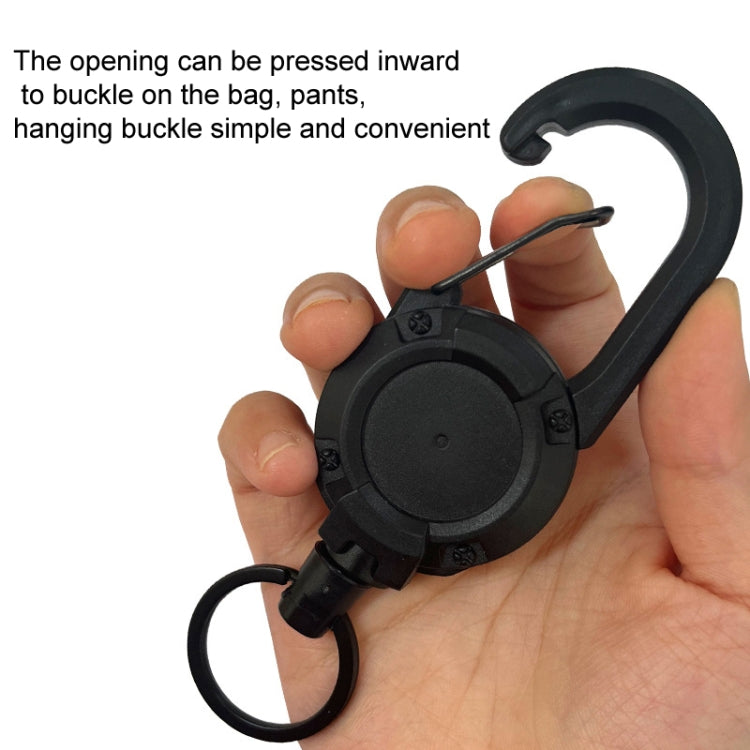 Schwarzes Stahlseil-Rucksack-Karabiner-Plastik-Retractable-Pull-Badge-Reel (Schwarz)