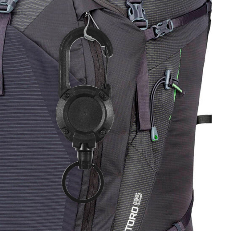 Schwarzes Stahlseil-Rucksack-Karabiner-Plastik-Retractable-Pull-Badge-Reel (Schwarz)