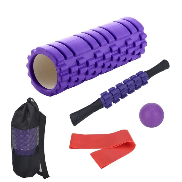 33cm 5Stück/Set EVA Hohl-Schaum-Roller Muskelentspannung Yoga Säulen Set Fitnessgerät (Lila)