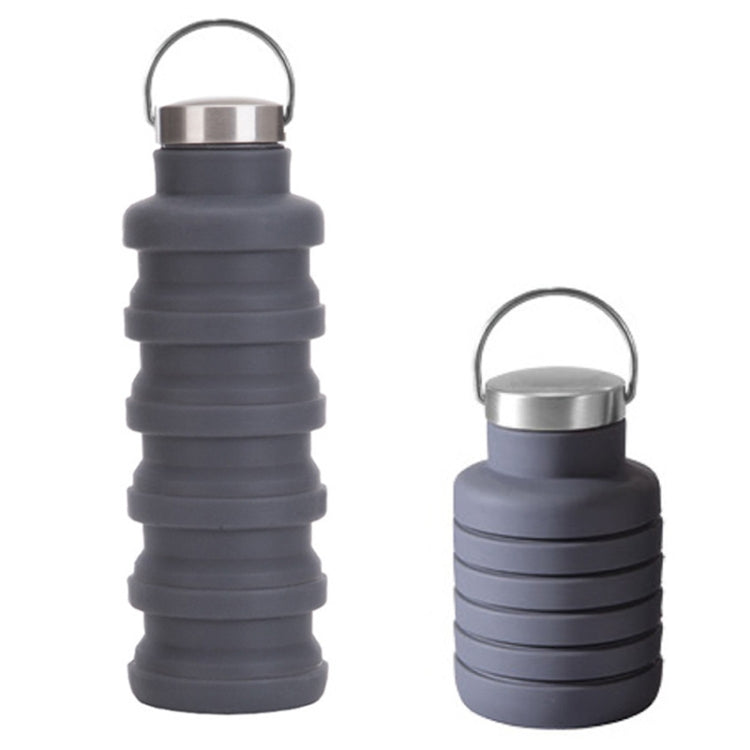 Outdoor-Sport Silikon Teleskopbecher tragbare faltbare Reise-Wasserkanne (Grau) 500ml