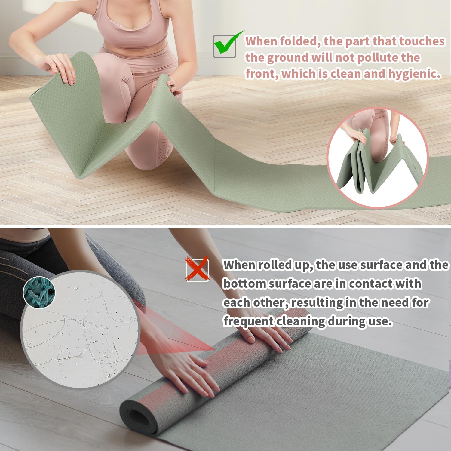 Faltbare Yogamatte - Dicke Reise-Yogamatte für Yoga, Pilates, Meditation und Bodenübungen