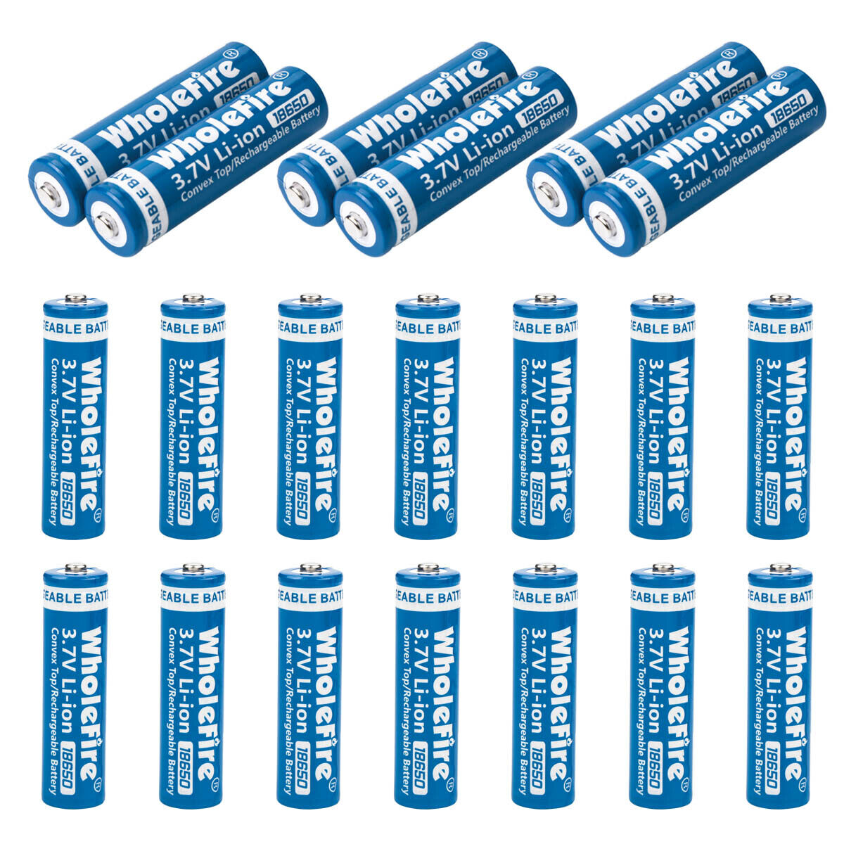 18650 Li-Ion 3.7V Wiederaufladbare Batterien - Knopfoberseite - 2er Pack Batterien