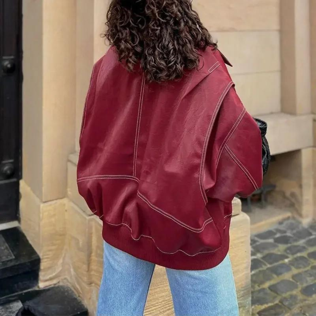Bellaso Jacke | Klassische Leder-Patchwork-Jacke mit Reißverschluss-Design