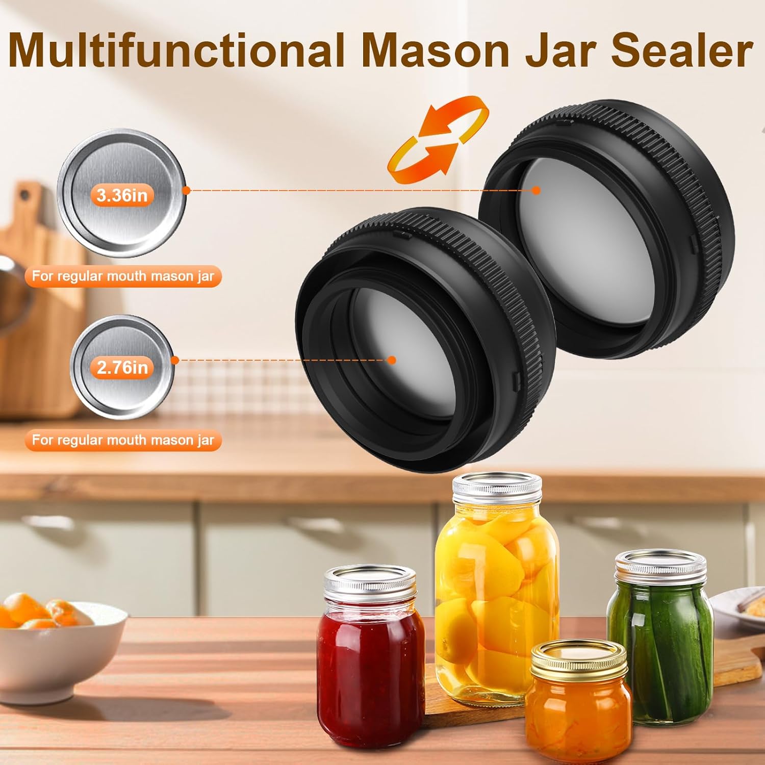 Elektrisches Mason Jar Vakuumversiegelungs-Kit - Kompatibel mit breiten & normalen Einmachdeckeln, beinhaltet Vakuumversiegelungsbeutel & Weinverschlüsse für die Lebensmittelaufbewahrung & -konservierung