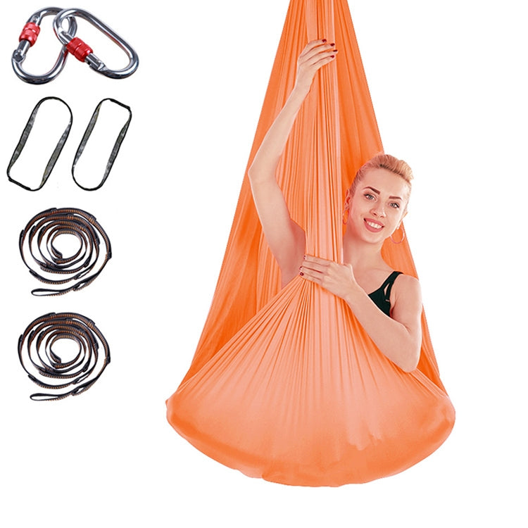 Indoor Anti-Schwerkraft Yoga Knot-freie Aerial-Hängematte mit Schnalle / Verlängerungsriemen, Größe: 400x280cm (Orange)