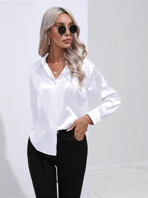Bellaso Bluse | Elegante Satin Langarmbluse