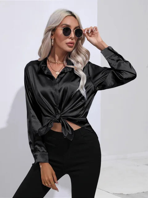 Bellaso Bluse | Elegante Satin Langarmbluse