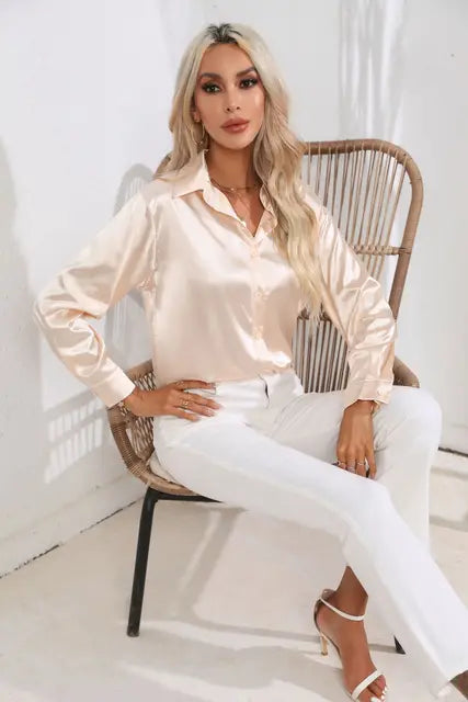 Bellaso Bluse | Elegante Satin Langarmbluse