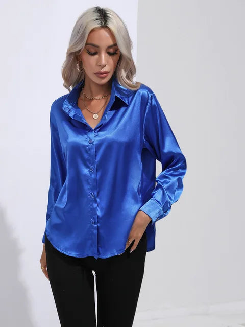 Bellaso Bluse | Elegante Satin Langarmbluse