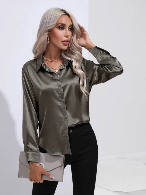 Bellaso Bluse | Elegante Satin Langarmbluse