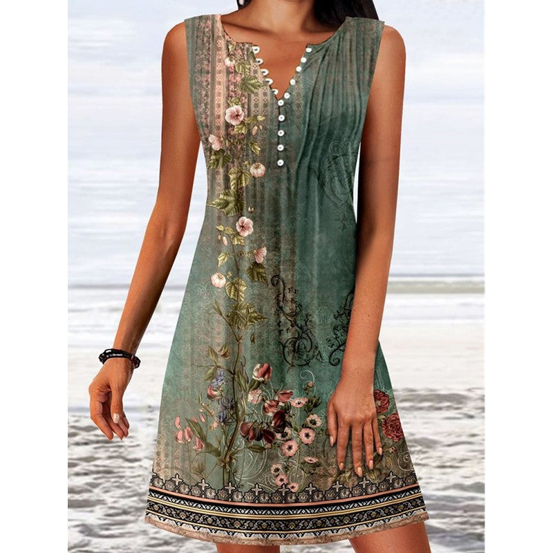 Bellaso Blüten-Eleganz V-Ausschnitt Mini-Badekleid
