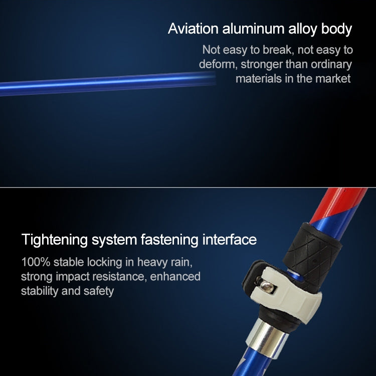 Tragbare faltbare Aluminiumlegierungs-Wanderstöcke, 5 Knoten Faltlänge 35CM (Blau)