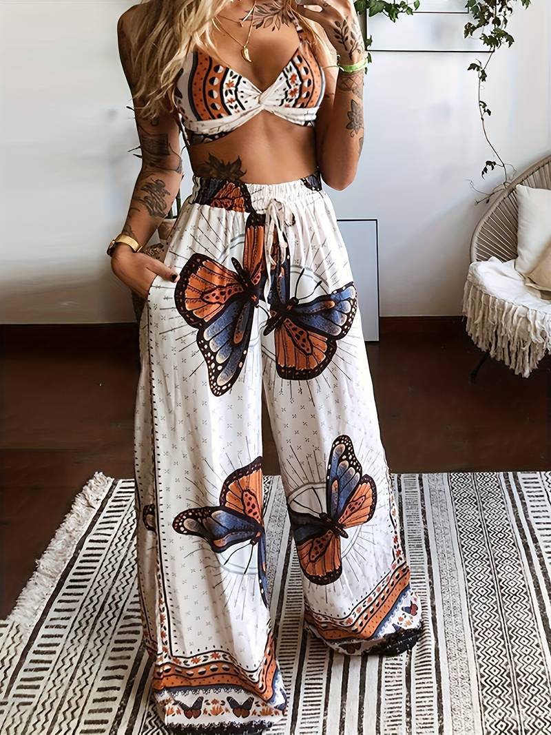 Aimee - Zweiteiliges Set mit Boho-Schmetterlingsdruck