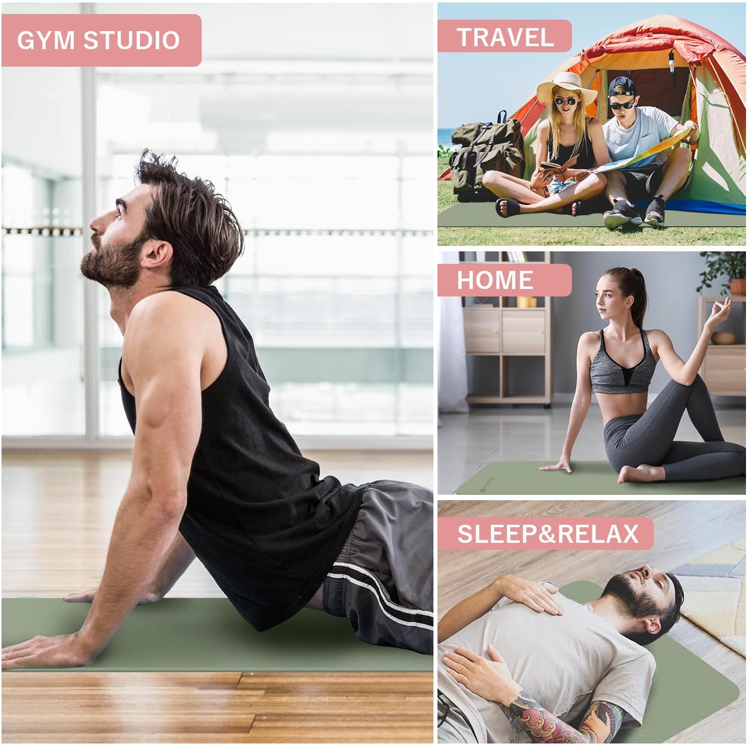 Faltbare Yogamatte - Dicke Reise-Yogamatte für Yoga, Pilates, Meditation und Bodenübungen